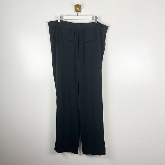 VINCE Black Crepe Wide Leg Pants Pull-On Trousers Pockets Flowy Sz XXL - Picture 6 of 11